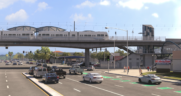 Rendering of the Story Road Station and the pedestrian overcrossing, Courtesy of Santa Clara VTA.