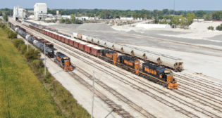 W&LE Carey, Ohio, rail yard next to National Lime and Stone Company. (Scott Young Photograph, Courtesy of W&LE)