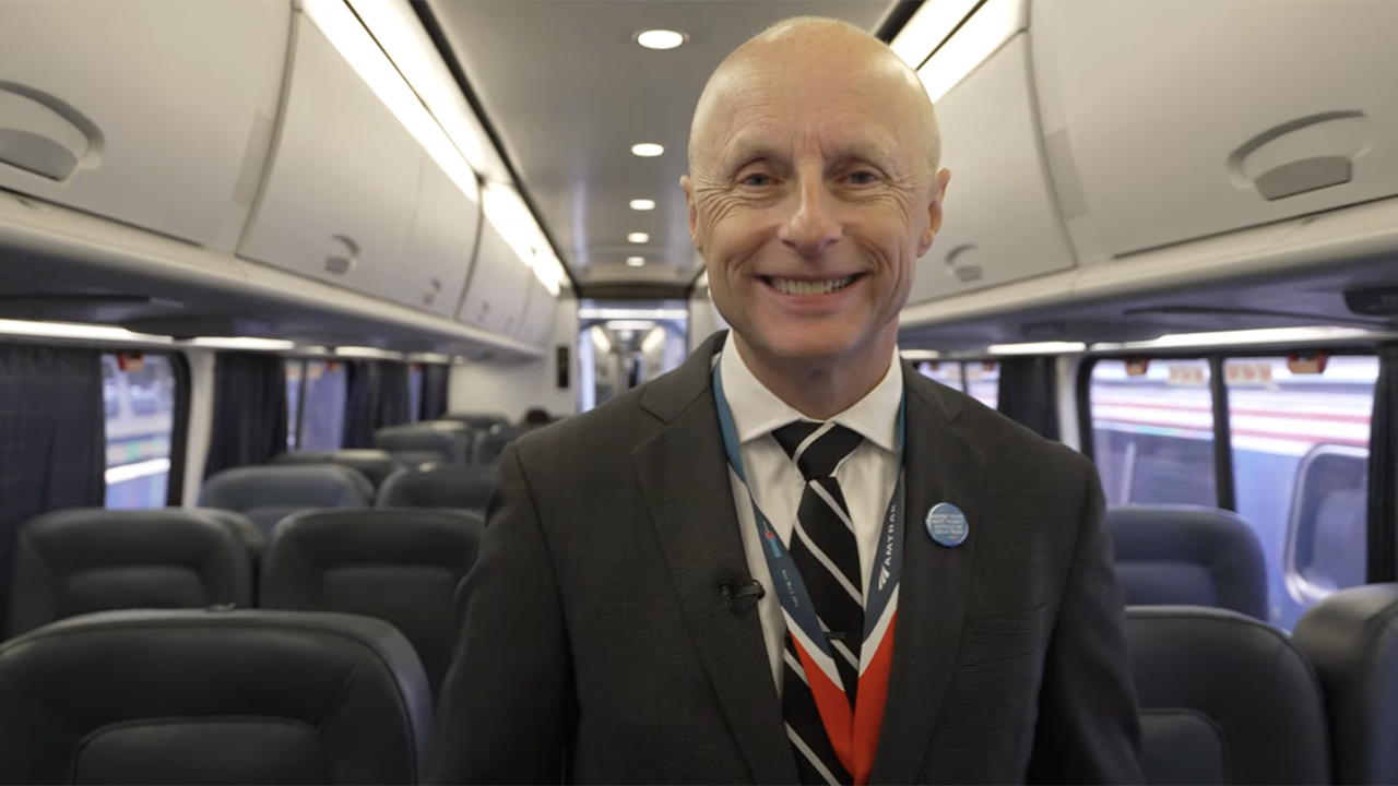 “Train Daddy” (as he was nicknamed in New York City) Andy Byford is among the most recognizable figures in global passenger rail and now Senior Vice President for High-Speed Rail at Amtrak. (Screen Shot of Amtrak Video)