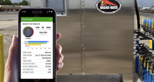 The “new and improved” Brake-Boss® App allows freight car inspectors to remotely conduct air-brake tests on trains of any length in the yard. (Brake-Boss Photograph)