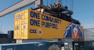 “Keep an eye out for a bright new container along CSX’s rails!” the Class I reported via LinkedIn on April 5. (Screen Grab of CSX Video, Courtesy of the Class I Railroad)