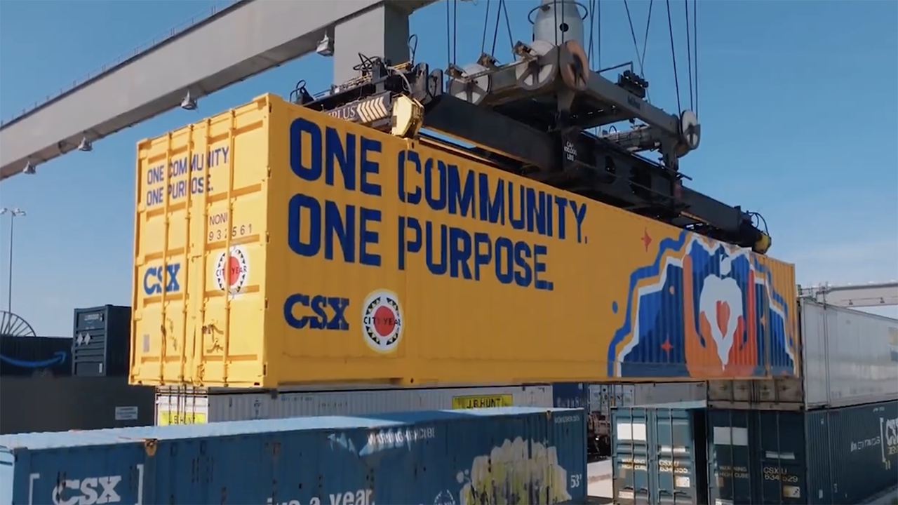 “Keep an eye out for a bright new container along CSX’s rails!” the Class I reported via LinkedIn on April 5. (Screen Grab of CSX Video, Courtesy of the Class I Railroad)