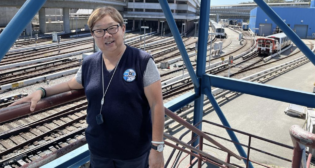 A recent photo of Linda Yee-Sugaya, a.k.a. Mama Linda, at Daly City Yard. (Caption and Photograph Courtesy of BART)