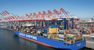 At the Port of Long Beach, Calif., dockworkers and terminal operators moved 750,424 TEUs (twenty-foot equivalent units) last month, up 14.4% from April 2023. (POLB Photograph)